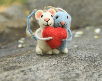 Felt Love Mice Hanging Mouse Valentines Day Ornaments