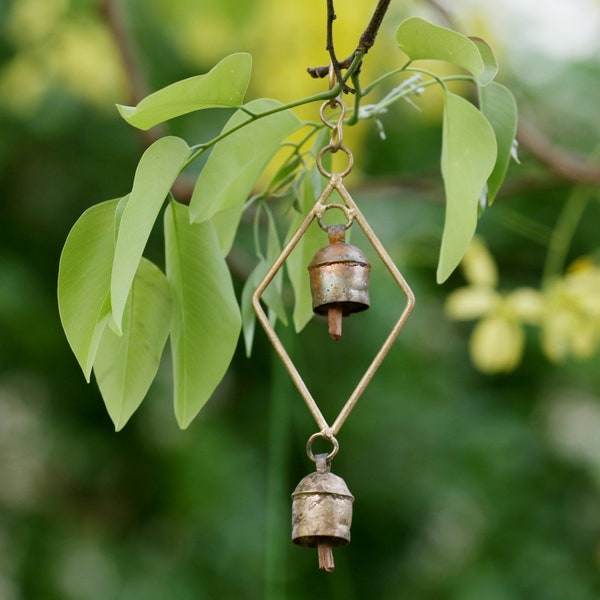 Handmade Feng Shui Vintage Diamond Shape Wind Chimes Bell For Home Office Garden Outdoor Christmas Decorations And Memorial Gift