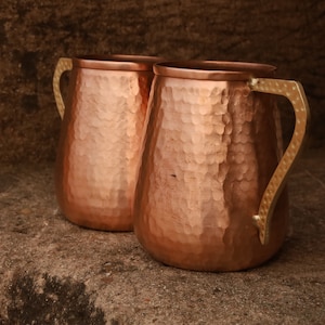 Handmade Hammered Pure Copper Moscow Mule Mug Set of 2 17 OZ Drinking Mug image 2