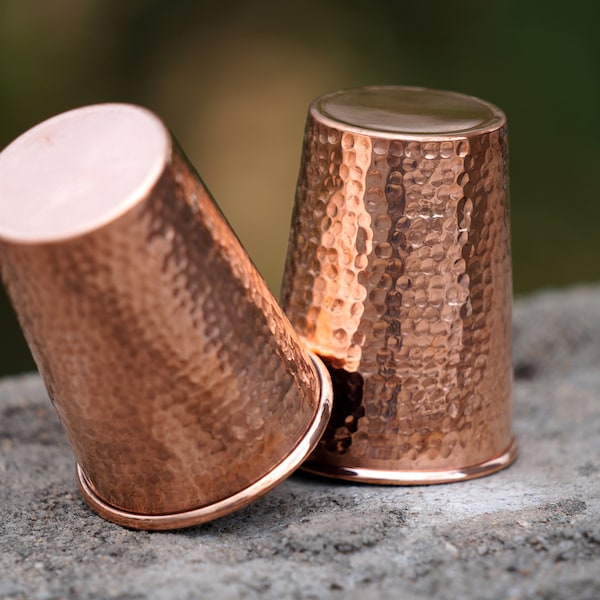Handmade Copper Tumbler Cup Glass 250 ML Copper Drink Glassess Mug Anniversary Gift