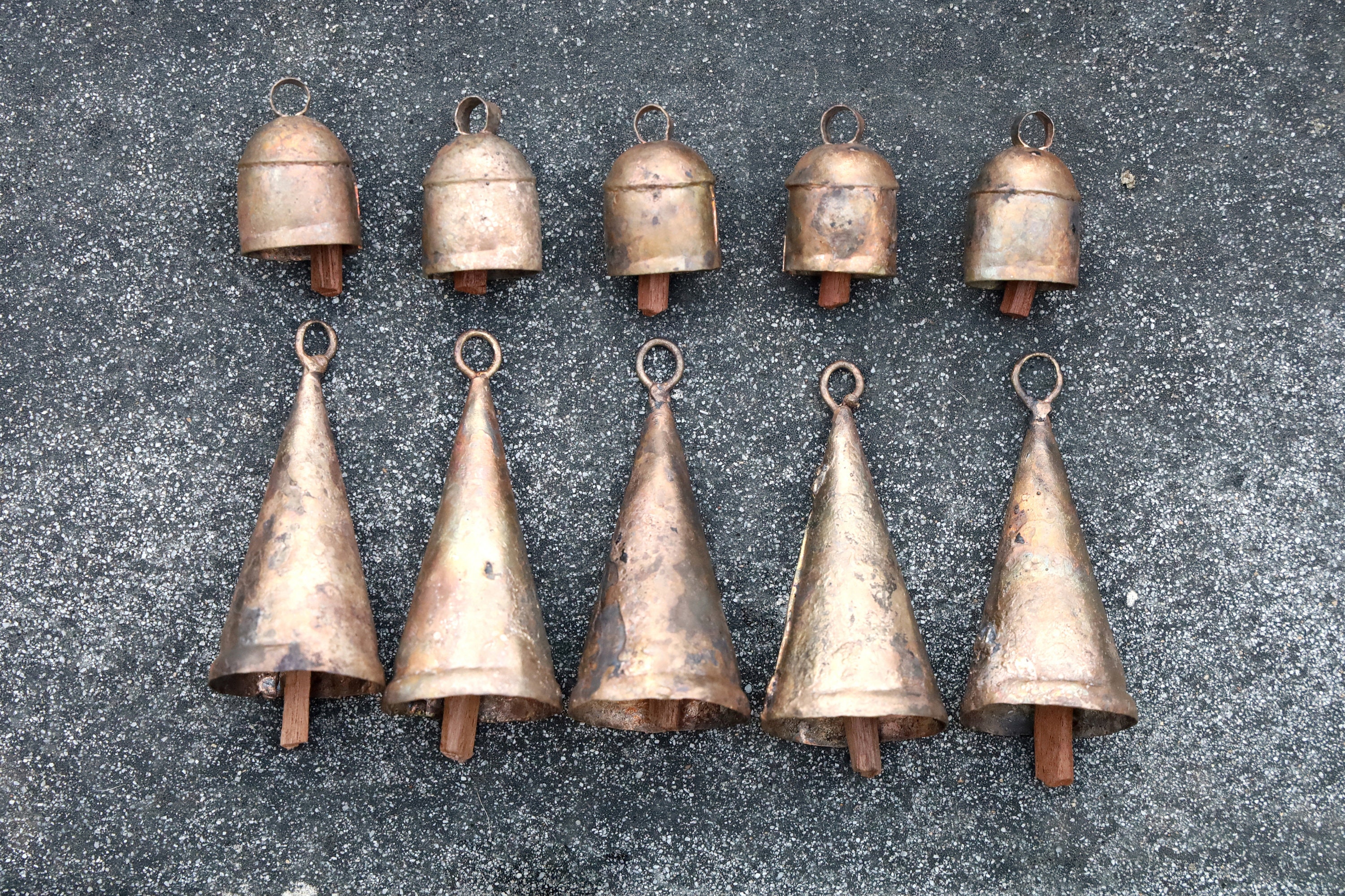 Collection of 6 Medium Size Brass Bells/perfect Wedding Accents/bright  Variety of Tones 