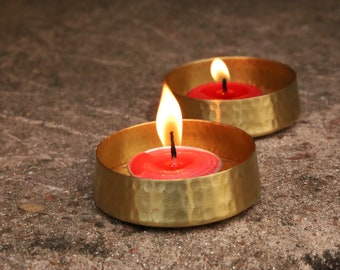 Handmade Pure Brass Tea light Holder Set of 2 Home Decor Votive Wedding Decor Candle Holder