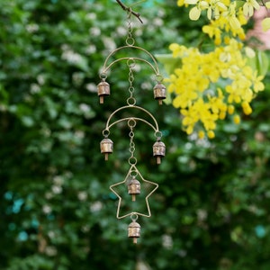 Star Moon Wind Chimes For Outdoors Home Boho Wall Decor Unique Gift for Love