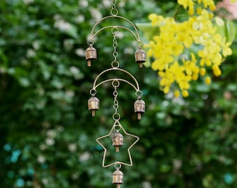 Star Moon Wind Chimes For Outdoors Home Boho Wall Decor Unique Gift for Love