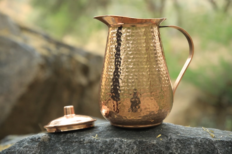 Pure Copper Pitcher Jug With Lid Water Carafe 66 OZ Pitchers & Drinking Sets zdjęcie 4