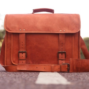 Leather Messenger Bag Mens Briefcase Crossbody Shoulder fathers day Gifts Bags