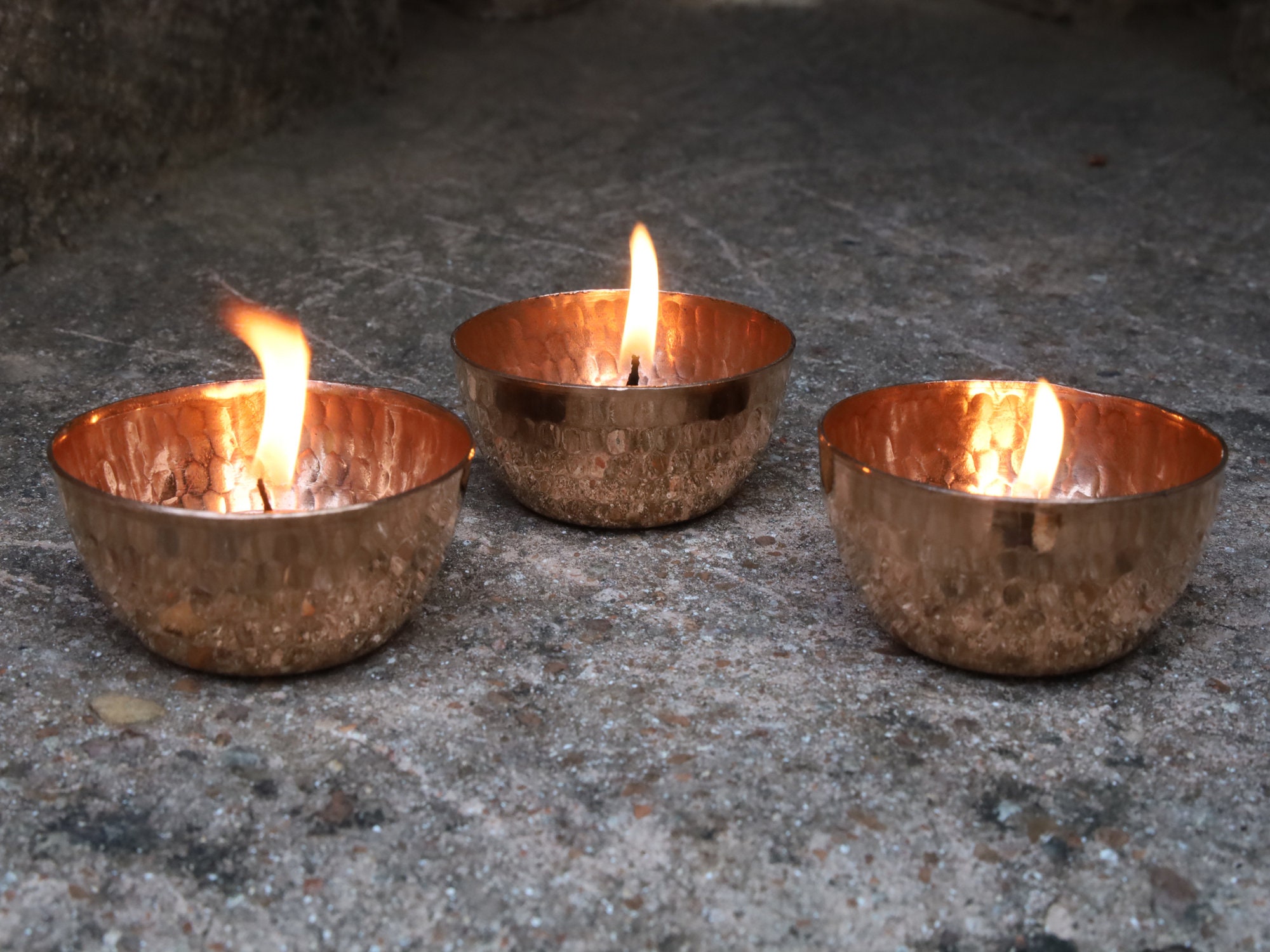 Handmade Copper Tea Light Holder Set of 3 Votive Holders Etsy