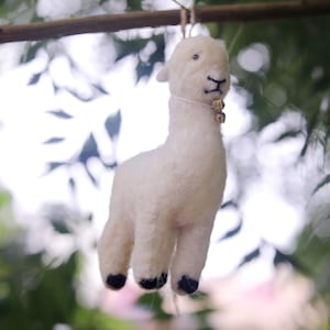 Handmade Needle Felt Furry Llama Alpaca Figure, for Gift Ornament Decor, Christmas Tree Decor