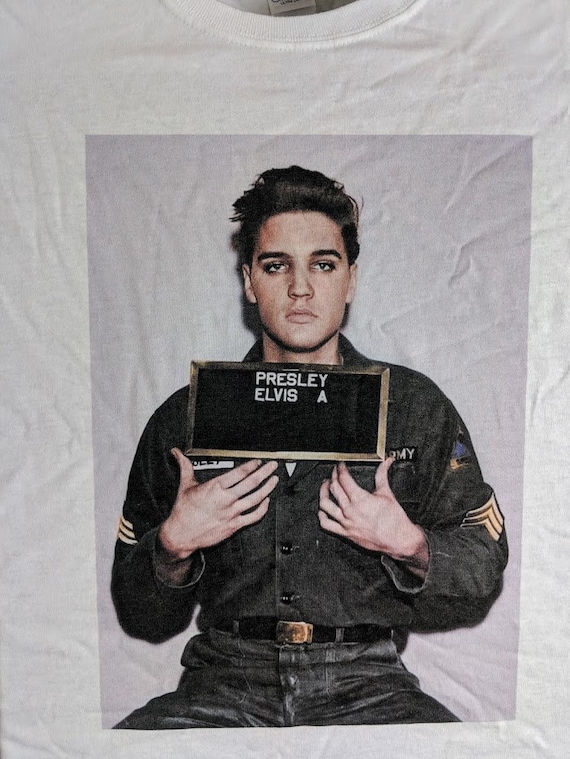 Strikt Lot Altijd Elvis Presley Mugshot T-shirt Elvis Presley Army Shirt in - Etsy