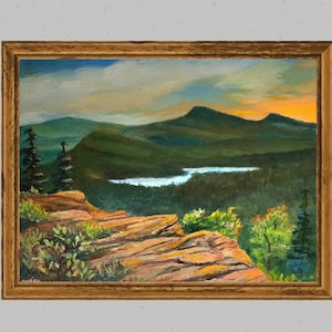 Mountain Landscape Oil Painting, Catskill Mountains Escarpment Trail 8x10 Original Wall Art
