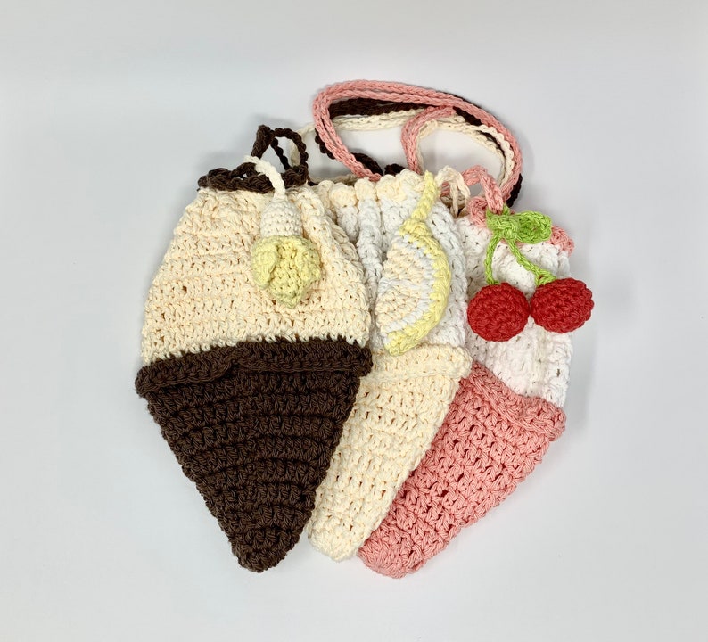 Crochet Ice cream Purse Crochet Bag Crochet Ice Cream Bag Crochet Coin Purse