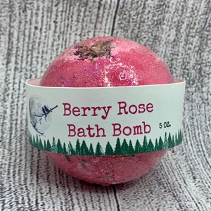 Berry Rose Bath Bomb with Rose Petals and Glitter - 5 Ounces