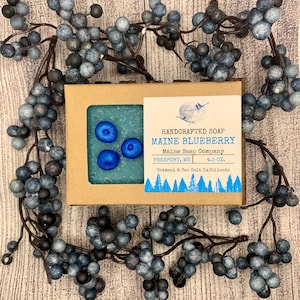 Maine Blueberry with Sea Salt and Oatmeal Exfoliant - 3 Blueberries - Handcrafted Maine Soap