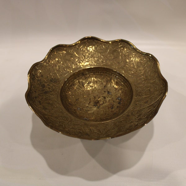 Antique Brass Footed Dish - Made in India