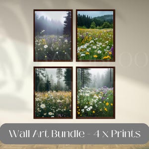 Printable Wildflowers Photography, Nature Portrait Large Wall Art, Green Nature Digital Print, Nordic Forest Wall Art, Instant Download