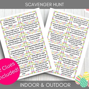 Easter Scavenger Hunt For Kids, Indoor Outdoor Easter Game, Treasure Hunt Clues, Easter Hunt Clues, Easter Egg Hunt, Kids Easter Activities