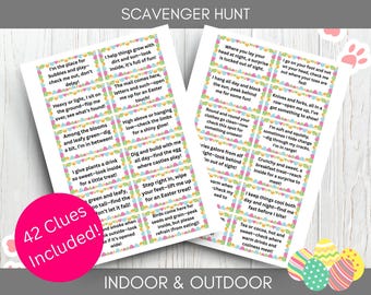 Búsqueda del tesoro de Pascua para niños, juego de Pascua para interiores y exteriores, pistas de búsqueda del tesoro, pistas de búsqueda de Pascua, búsqueda de huevos de Pascua, actividades de Pascua para niños