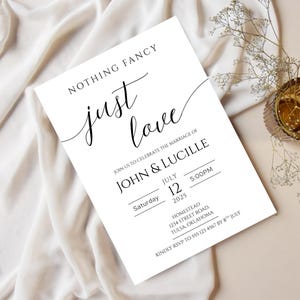 Minimalist Elopement Reception Invitation Template, Modern Photo Elopement Invite Instant Download, Elopement Announcement Editable Canva