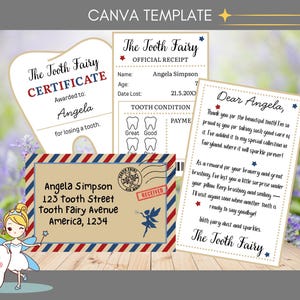 Editable Mini Tooth Fairy Letter Set, Mini Tooth Fairy Arrival Letter, Vintage Tooth Fairy Letter, Tooth Fairy Certificate, Instant Download