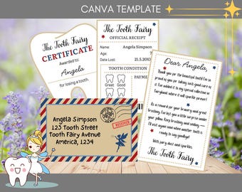 Mini-Zahnfeebrief-Set, Mini-Zahnfee-Ankunftsbrief, Vintage-Zahnfeebrief, Zahnfee-Zertifikat, Instant Download