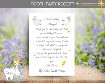 Tooth Fairy Letter First Tooth Fairy Certificate Tooth Fairy Note Lost Tooth Fairy Receipt Boy Girl Printable Digital Instant Download