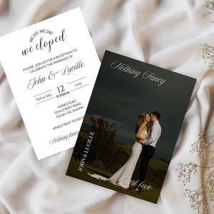 Minimalist Elopement Reception Invitation Template, Modern Photo Elopement Invite Instant Download, Elopement Announcement Editable Canva