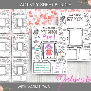 Mother&#39;s Day PRINTABLE Coloring Page - All About My Mom - INSTANT DOWNLOAD - Fill in the Blank Coloring Page for Mom - Kids Gift for Mom Mum