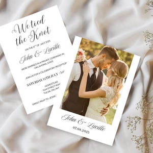 Minimalist Elopement Reception Invitation Template, Modern Photo Elopement Invite Instant Download, Elopement Announcement Editable Canva