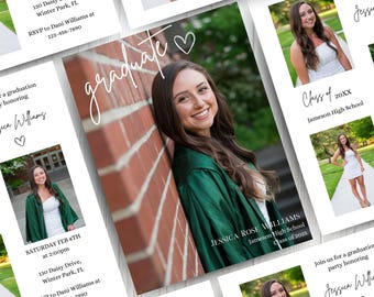 Editable Graduation Invitation Template, Modern Graduation Announcement, Senior Graduate Party Invitation, Graduation Party Download