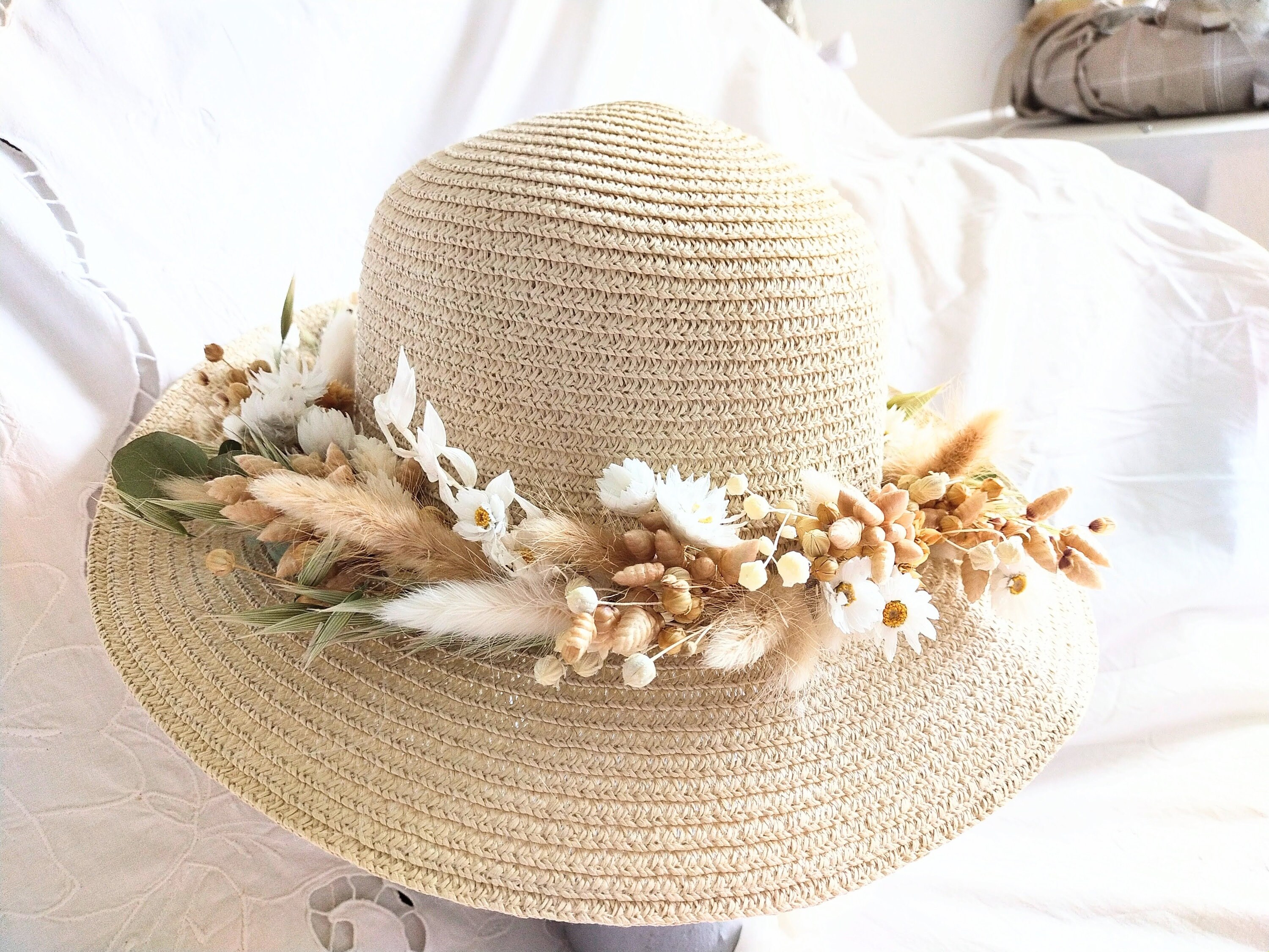 Hat decoration straw hat women's hat boho wedding hat Etsy