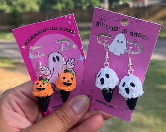 Halloween Ice Cream Cone Earrings: Spooky Summerween Jewelry