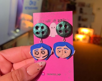 Button Eye Girl Polymer Clay Dangles