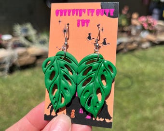 Monstera Adansonii Earrings: Handmade Swiss Cheese Plant Dangles