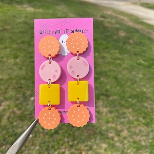 Cracker, Ham, and Cheese Dangle Acrylic Stud Earrings