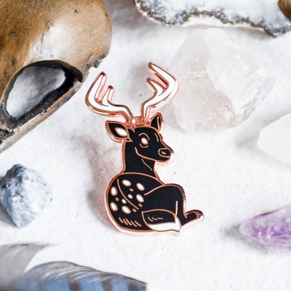 Antlers Enamel Pin - Perfectly Normal Deer | Whimsical, Spooky Deer Cryptidcore Design