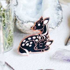 Fauna , Baby Deer Enamel Pin - Perfectly Normal Deer | Two-Headed Calf Inspired, Spooky Deer Cryptidcore Design