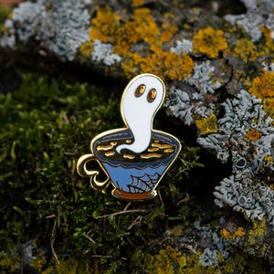 Spectral Teacup, Ghost Hard Enamel Pin - Tastefully Spooky Collection - Board Filler Pins