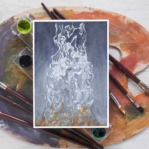 Periferia • Impressão artística em pintura em aquarela • Impressão pequena em tamanho de cartão postal 4x6"