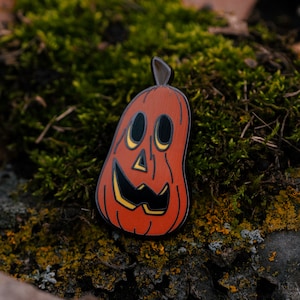 Tall Pumpkin Hard Enamel Pin - Retro Spooky Collection