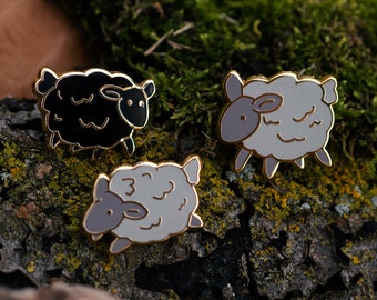 Sheep Mini Hard Enamel Pins, Cute Cottagecore Design, Flock of Sheep Themed