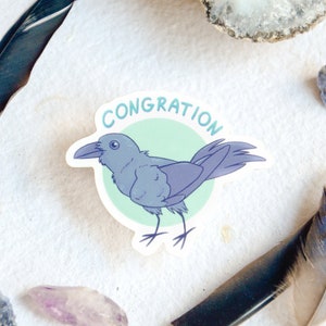 Congration Crow Sticker    | Raven, Corvid, Bird, Meme, Vinyl Sticker |