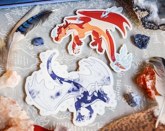 Peril & Whiteout Stickers | Wings of Fire | Dragons | Nightwing, Icewing, Skywing