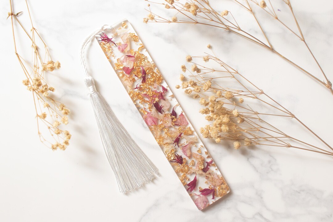 Limited Edition Personalised Flower Resin Bookmarks With Gold/silver