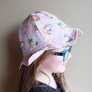 Pink Outback Animals Sunhat: Girls Cotton Tulip Hat for Kids