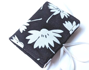 Floral Needle Book: Black & White Daisy Needle Holder, Sewist Gift