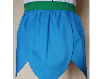 Blue tulip apron with 3 petals, rosebud apron