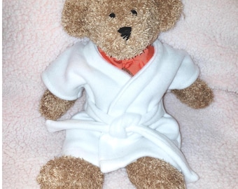 Fleece Teddy Bear Bathrobe: Grey Plush Robe With Red Trim - Etsy
