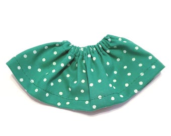 Green Print Christmas Elf Doll Skirt: Holiday Print, Handmade