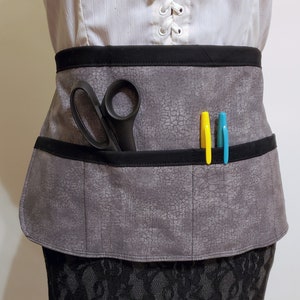 Grey Teacher apron with crackled abstract print, daycare apron, utility apron, tool apron, vendor apron, grey apron, gift for her