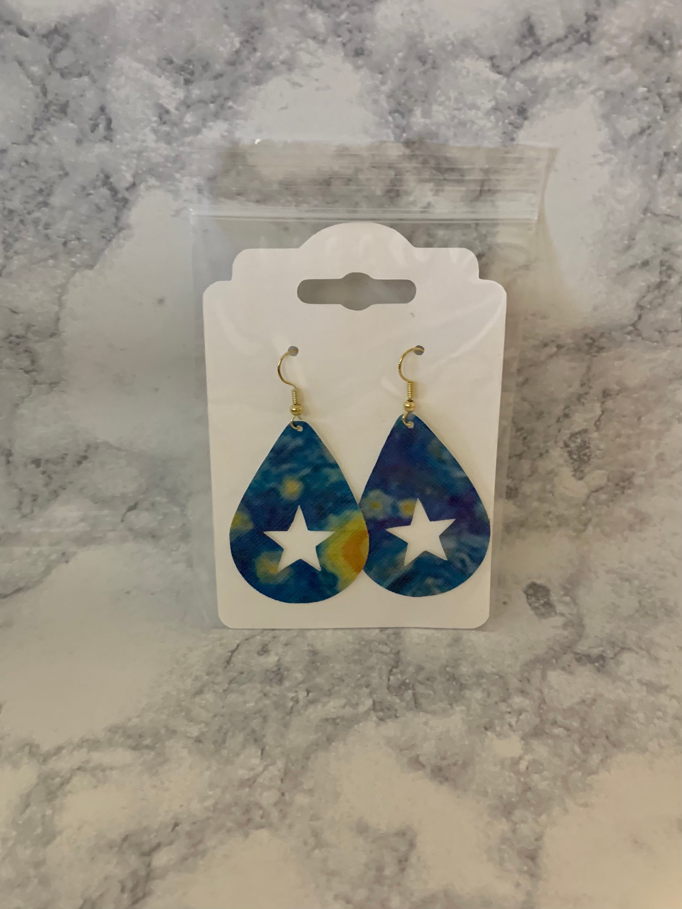 Starry Night Faux Leather Earrings Gifts For Her Christmas ...